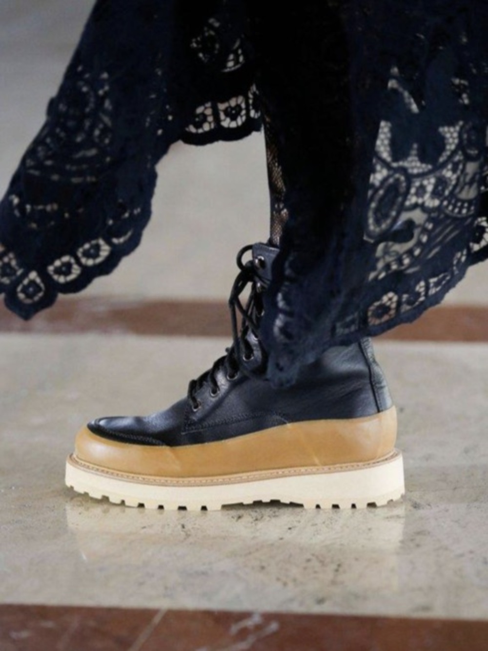 Ulla Johnson x Diemme Etna Colorblock Leather Combat Hiking Boots 38 / US 8